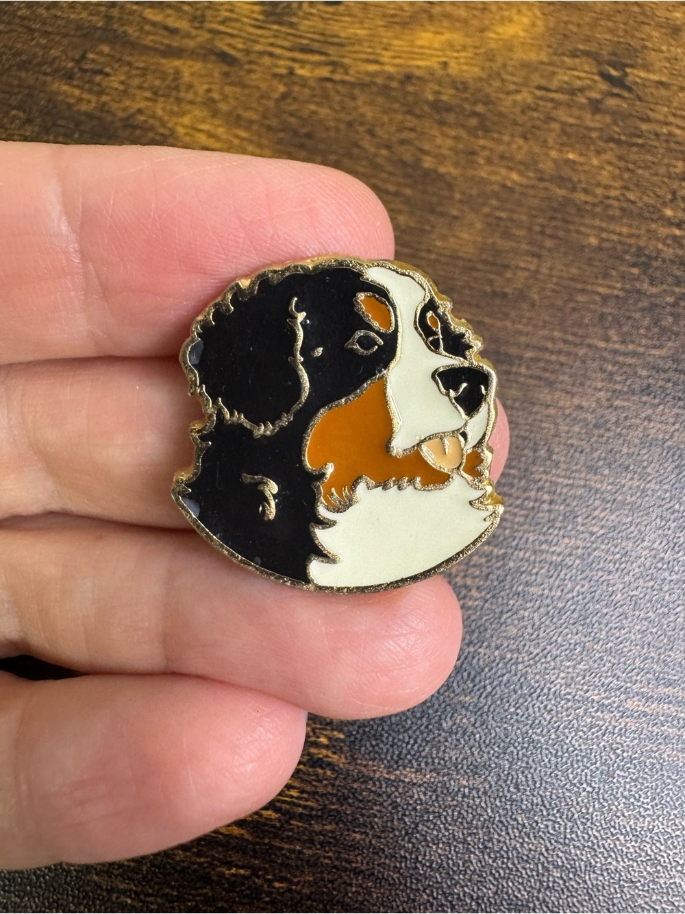 Bernese Mountain Dog Enamel Pin - Black, Brown & White
